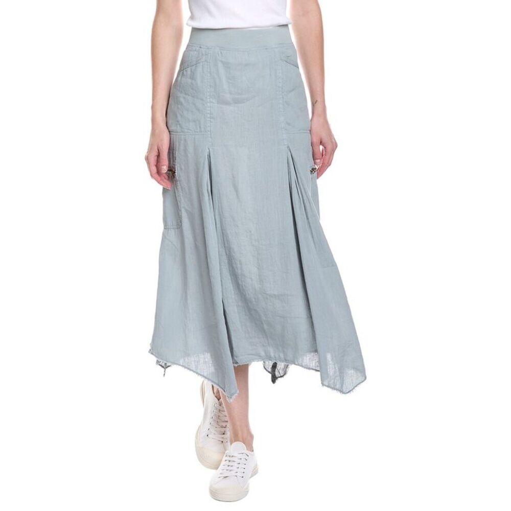 Xcvi Womens Doak Linen-Blend Midi Skirt, Gray